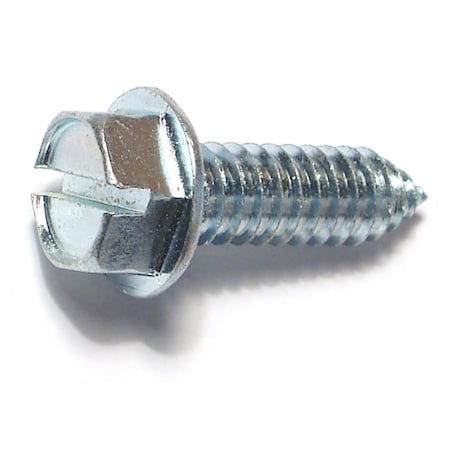 Midwest Fastener Sheet Metal Screw, 3/8" x 1-1/4 in, Zinc Plated Steel Flange Hex Head Slotted Drive, 6 PK 38244